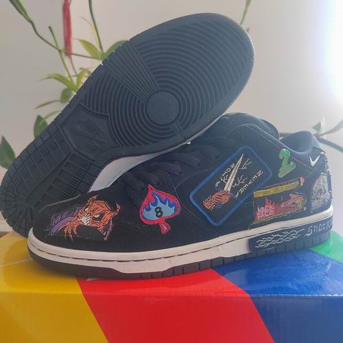 Cheap Nike Dunk Low Black Cartoon Embroidery Shoes Unisex-97 - Click Image to Close